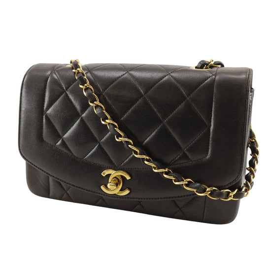 CHANEL Shoulder Bag A01164 lambskin black Matrasse ChainShoulder diana flap 22 Women Used Authentic