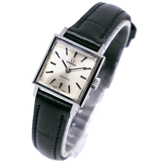 OMEGA Watches Hand Winding Stainless Steel , Embossed Leather Silver cal.1070 Geneva Silver dial Women Used Authentic
