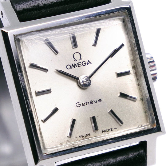 OMEGA Watches Hand Winding Stainless Steel , Embossed Leather Silver cal.1070 Geneva Silver dial Women Used Authentic