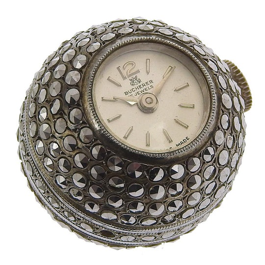 BUCHERER Watches Stainless Steel, Rhinestone Silver Pendant watch Women Used Authentic