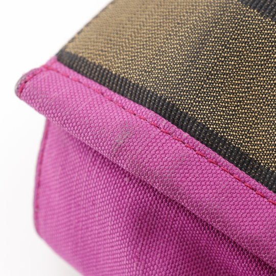 FENDI Handbag 8BH252 Nylon canvas Brown pink Pecan Pattern Tote Bag Women Used Authentic