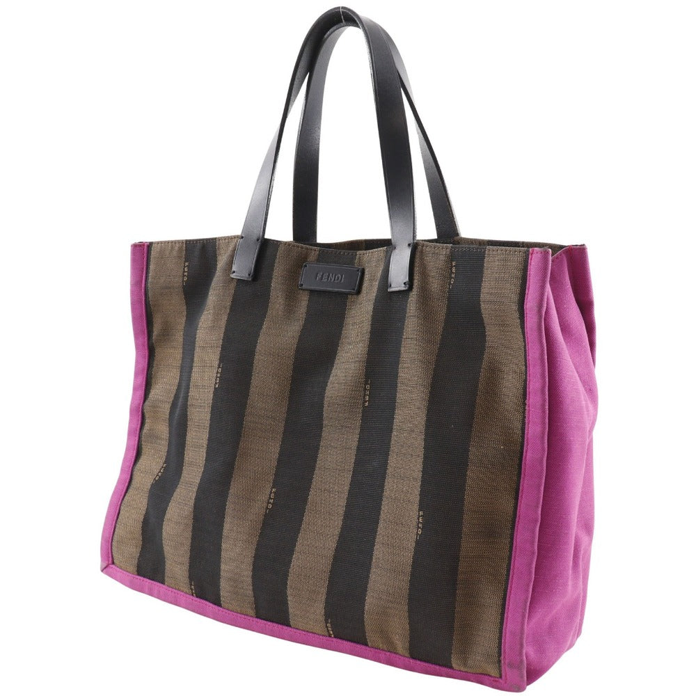 FENDI Handbag 8BH252 Nylon canvas Brown pink Pecan Pattern Tote Bag Women Used Authentic