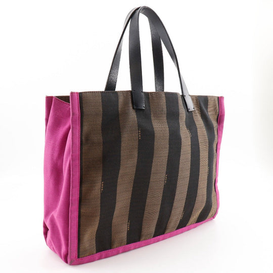 FENDI Handbag 8BH252 Nylon canvas Brown pink Pecan Pattern Tote Bag Women Used Authentic