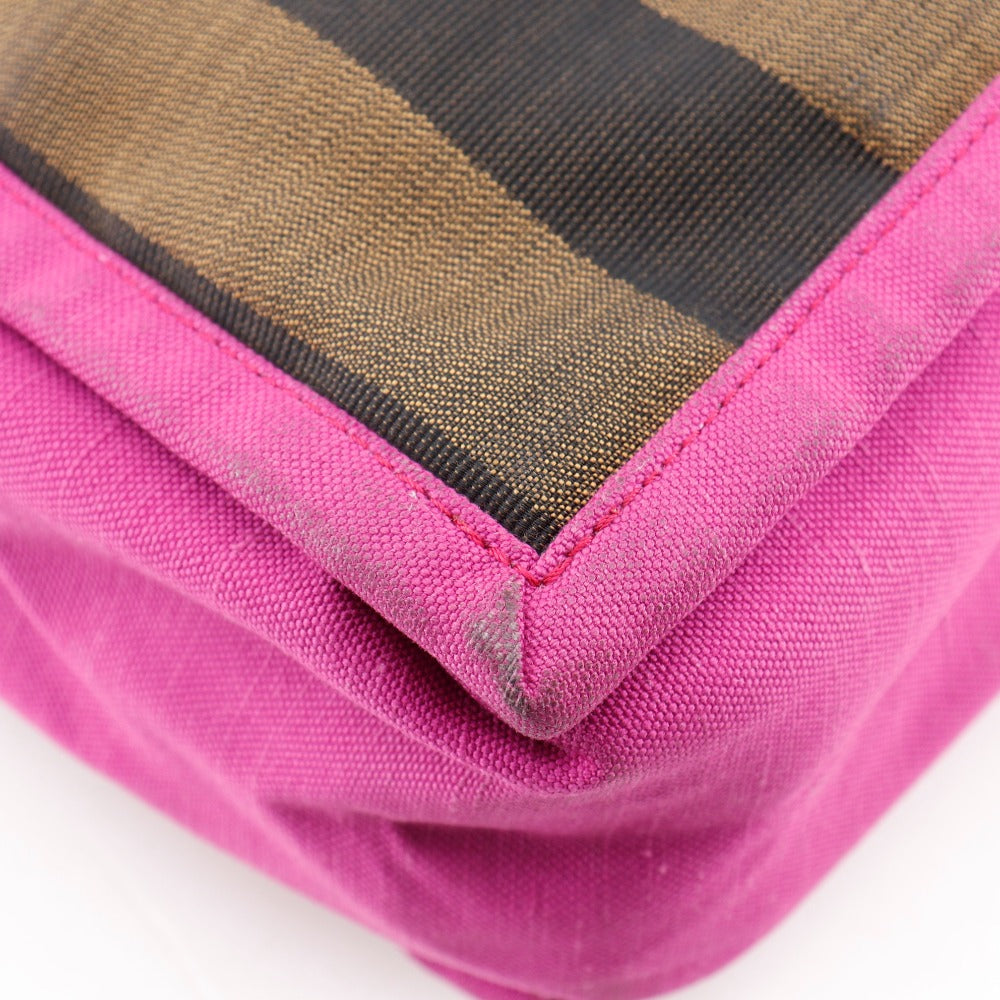 FENDI Handbag 8BH252 Nylon canvas Brown pink Pecan Pattern Tote Bag Women Used Authentic