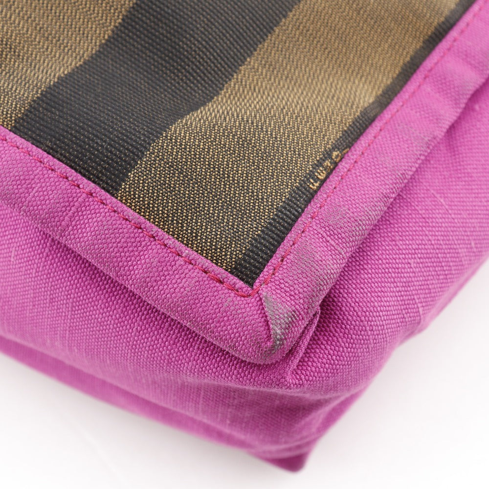 FENDI Handbag 8BH252 Nylon canvas Brown pink Pecan Pattern Tote Bag Women Used Authentic