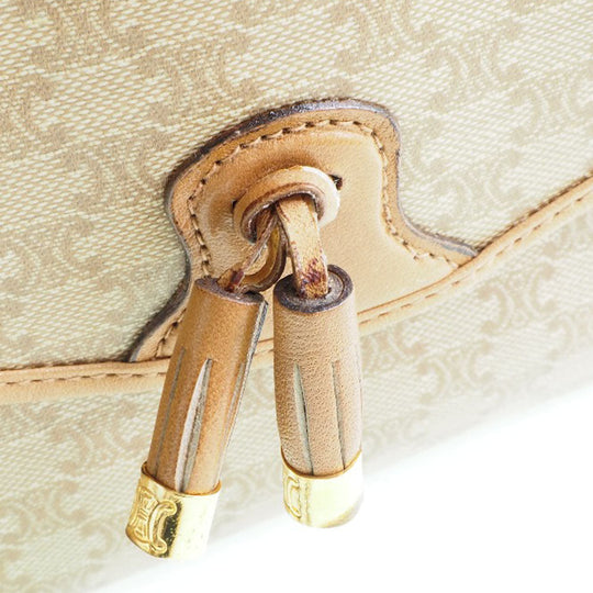 CELINE Shoulder Bag PVC beige Macadam Pattern Old Celine Women Used Authentic