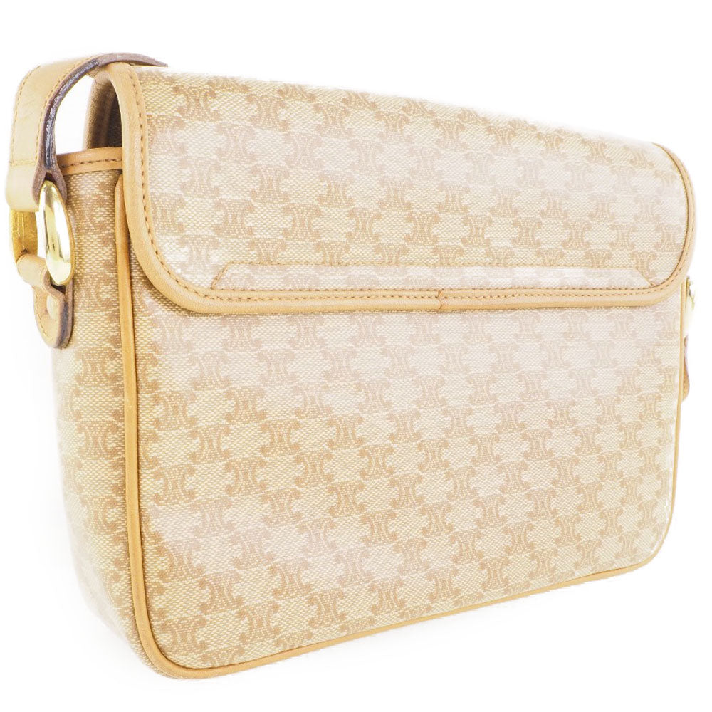 CELINE Shoulder Bag PVC beige Macadam Pattern Old Celine Women Used Authentic
