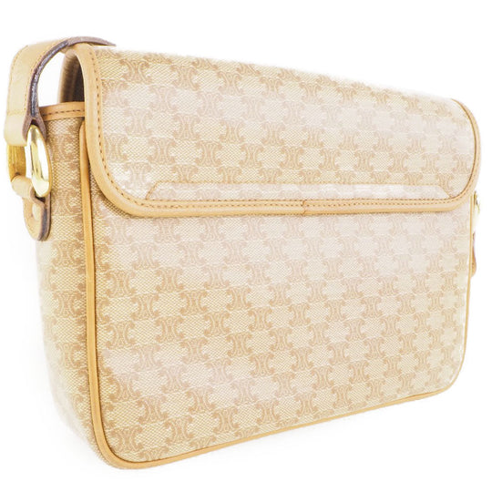 CELINE Shoulder Bag PVC beige Macadam Pattern Old Celine Women Used Authentic