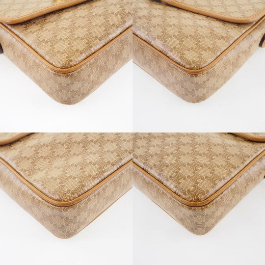 CELINE Shoulder Bag PVC beige Macadam Pattern Old Celine Women Used Authentic