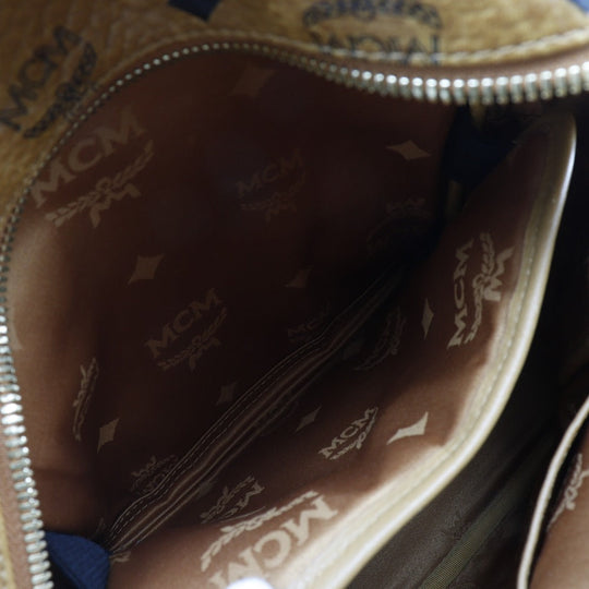 MCM Backpack MMK2AVE20 PVC Brown Studs Small Logogram Women Used Authentic