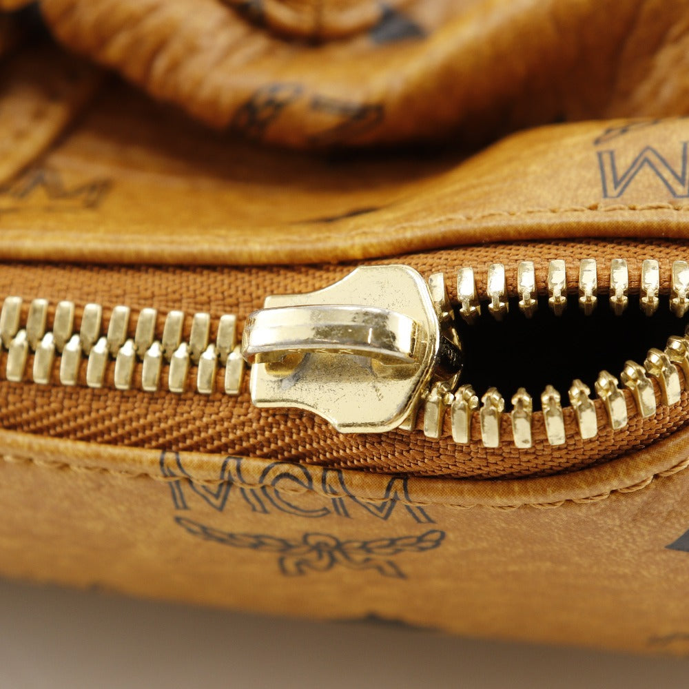 MCM Backpack MMK2AVE20 PVC Brown Studs Small Logogram Women Used Authentic