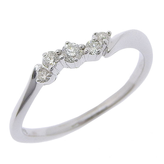 4℃ Ring K18 White Gold, Diamond Silver 5P Women Used Authentic