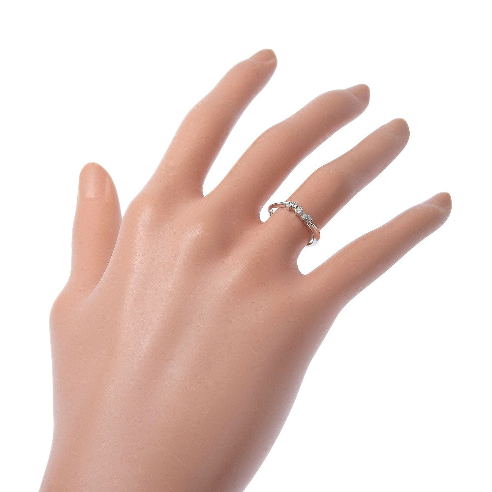 4℃ Ring K18 White Gold, Diamond Silver 5P Women Used Authentic