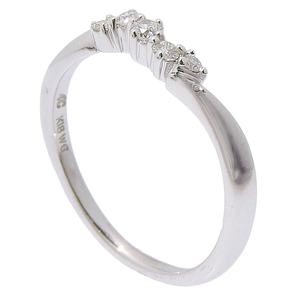 4℃ Ring K18 White Gold, Diamond Silver 5P Women Used Authentic