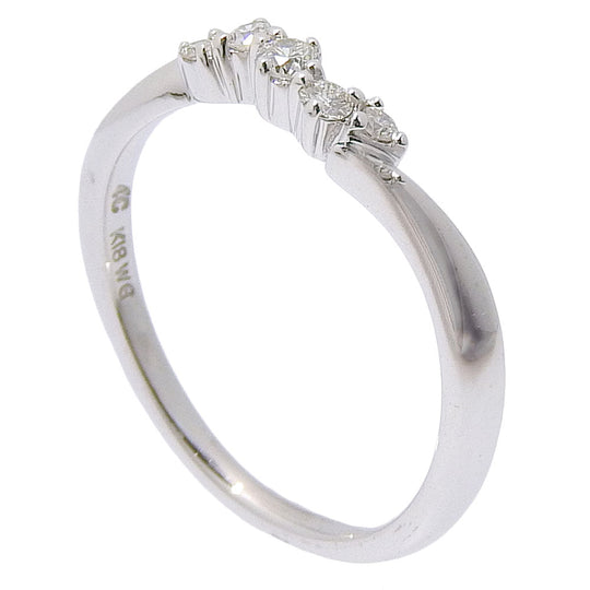 4℃ Ring K18 White Gold, Diamond Silver 5P Women Used Authentic