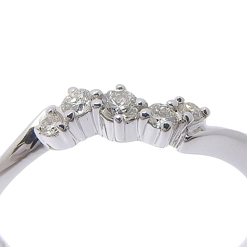 4℃ Ring K18 White Gold, Diamond Silver 5P Women Used Authentic