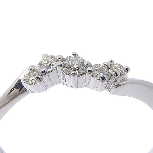 4℃ Ring K18 White Gold, Diamond Silver 5P Women Used Authentic
