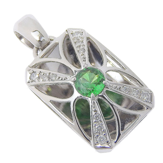 JEWELRY Pendant top Pt900Platinum, Emerald, Diamond Silver Women Used Authentic