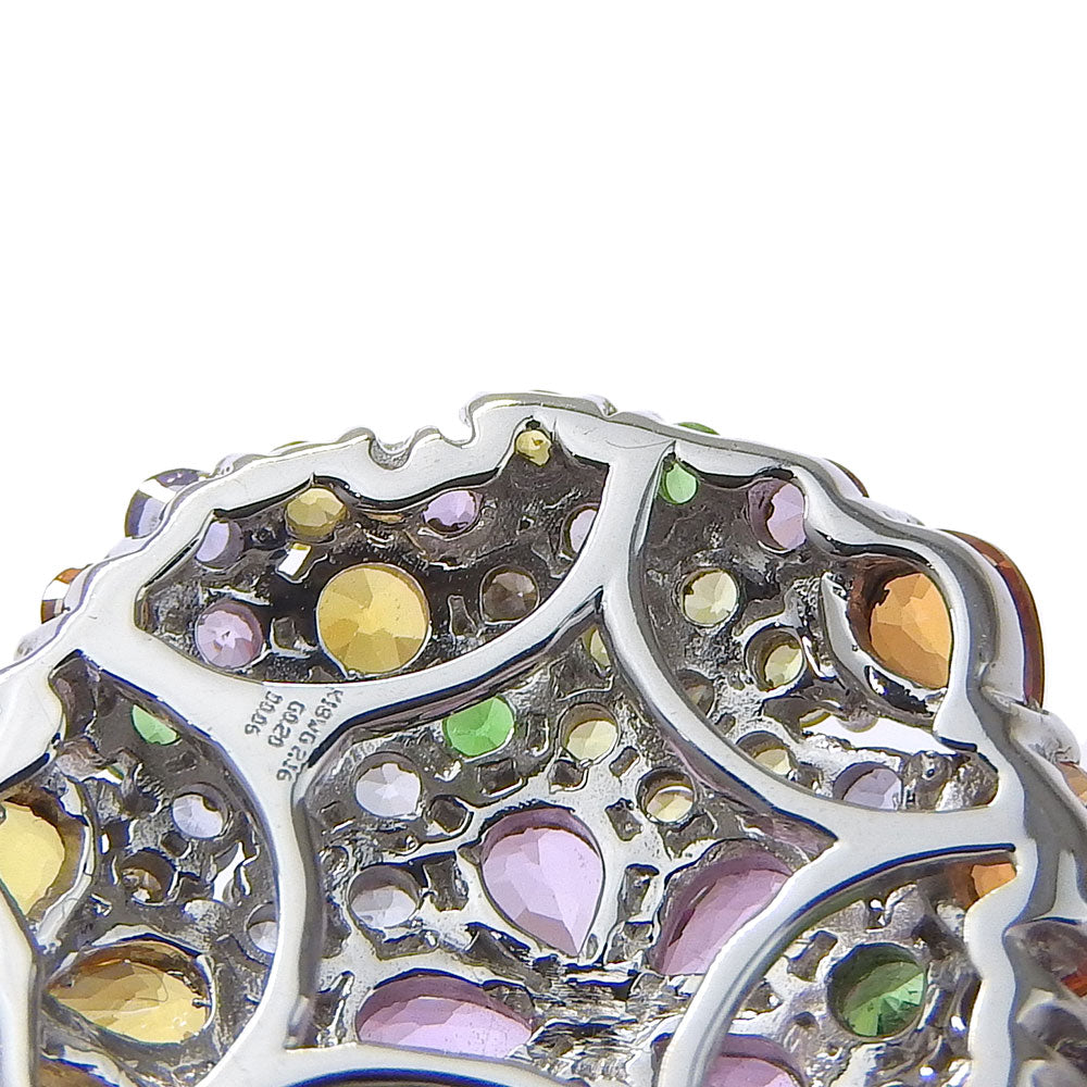 JEWELRY Pendant top K18 White Gold, Garnet, Diamond/Multi Stone multicolor flour Women Used Authentic