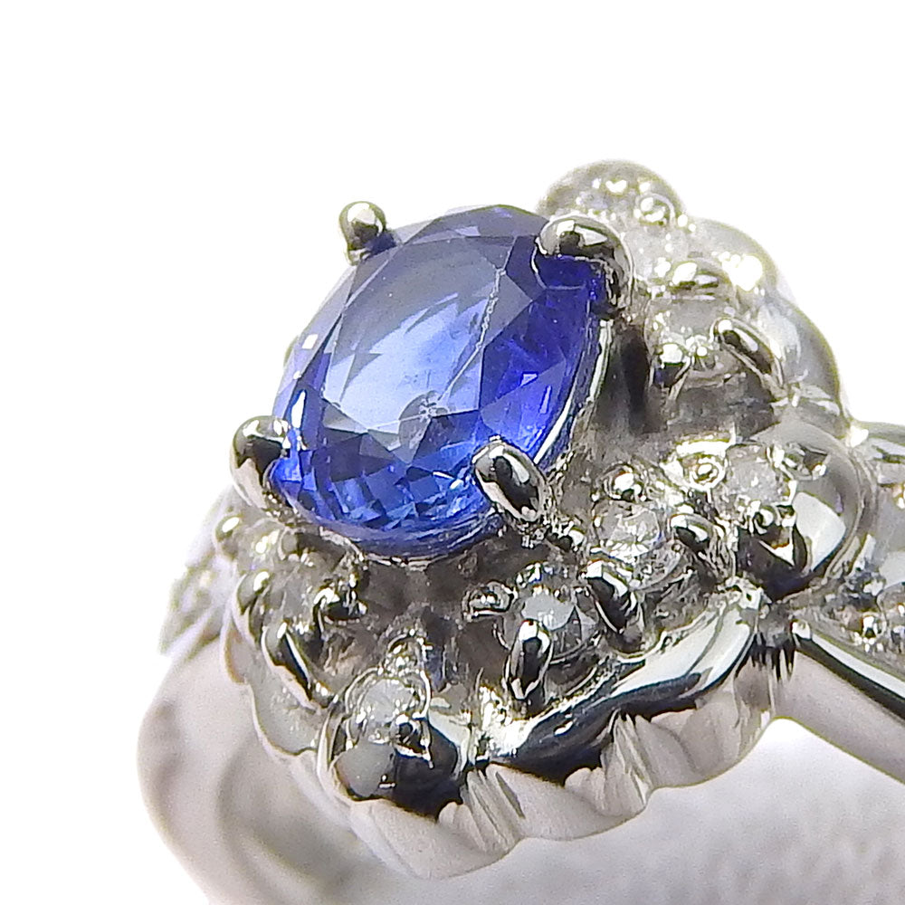 JEWELRY Ring Pt900Platinum, Sapphire, Diamond Silver Women Used Authentic