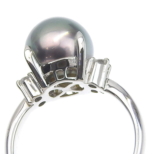 JEWELRY Ring Pt900Platinum, Black Pearl, Diamond Silver Women Used Authentic