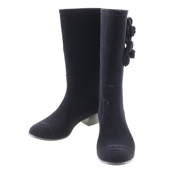 CHANEL boots G26648X31173 Suede black Camelia Women 37 Used Authentic