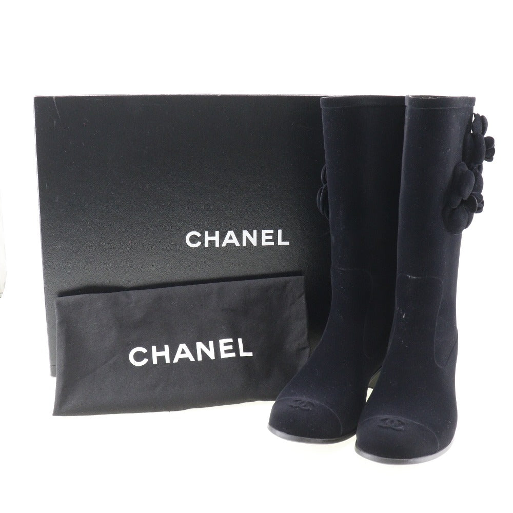 CHANEL boots G26648X31173 Suede black Camelia Women 37 Used Authentic