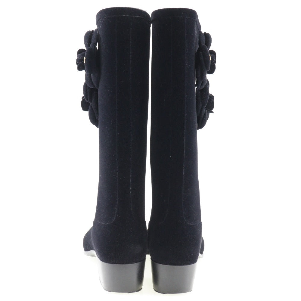 CHANEL boots G26648X31173 Suede black Camelia Women 37 Used Authentic