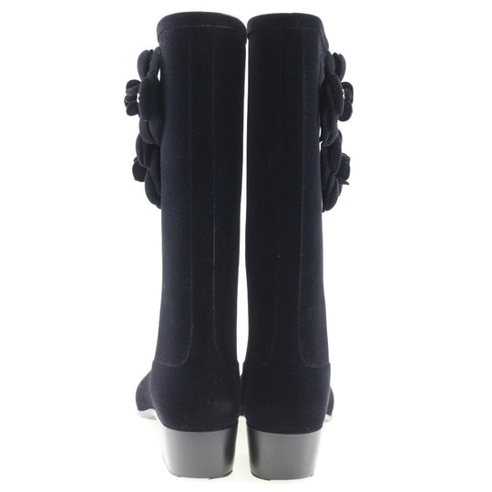 CHANEL boots G26648X31173 Suede black Camelia Women 37 Used Authentic
