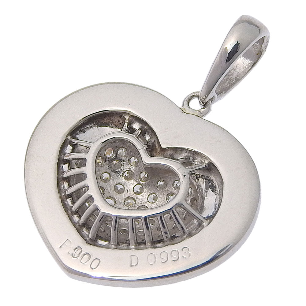 JEWELRY Pendant top Pt900Platinum, Diamond Silver heart Women Used Authentic