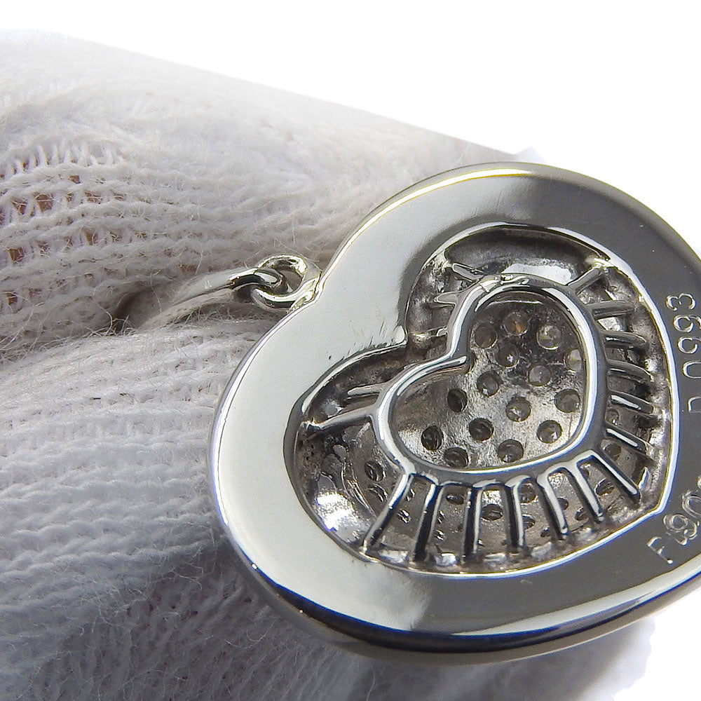 JEWELRY Pendant top Pt900Platinum, Diamond Silver heart Women Used Authentic