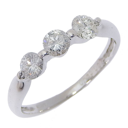 JEWELRY Ring K10 White Gold, Diamond Silver 3P Women Used Authentic