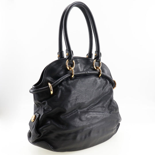 BALLY Shoulder Bag leather black Women Used Authentic