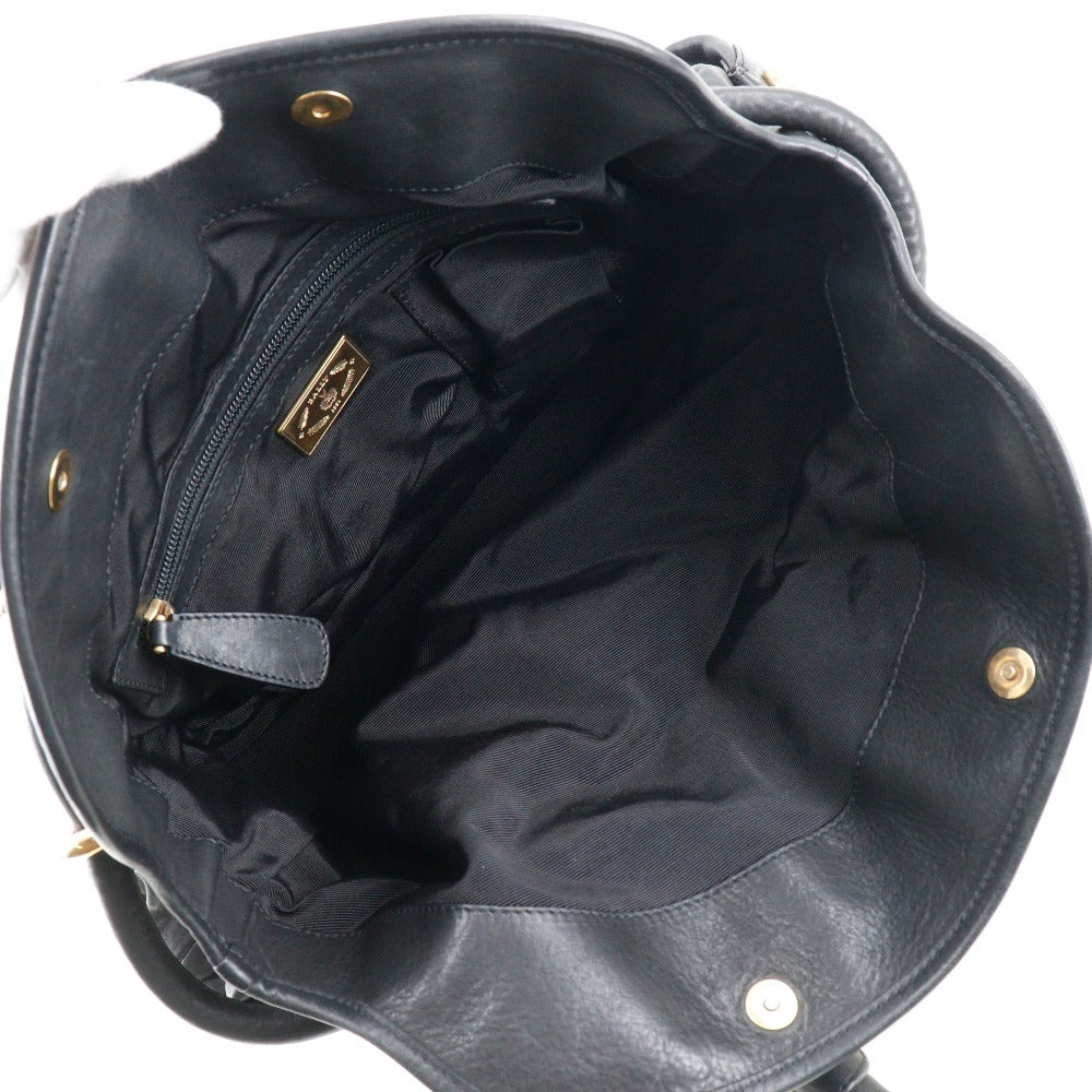 BALLY Shoulder Bag leather black Women Used Authentic