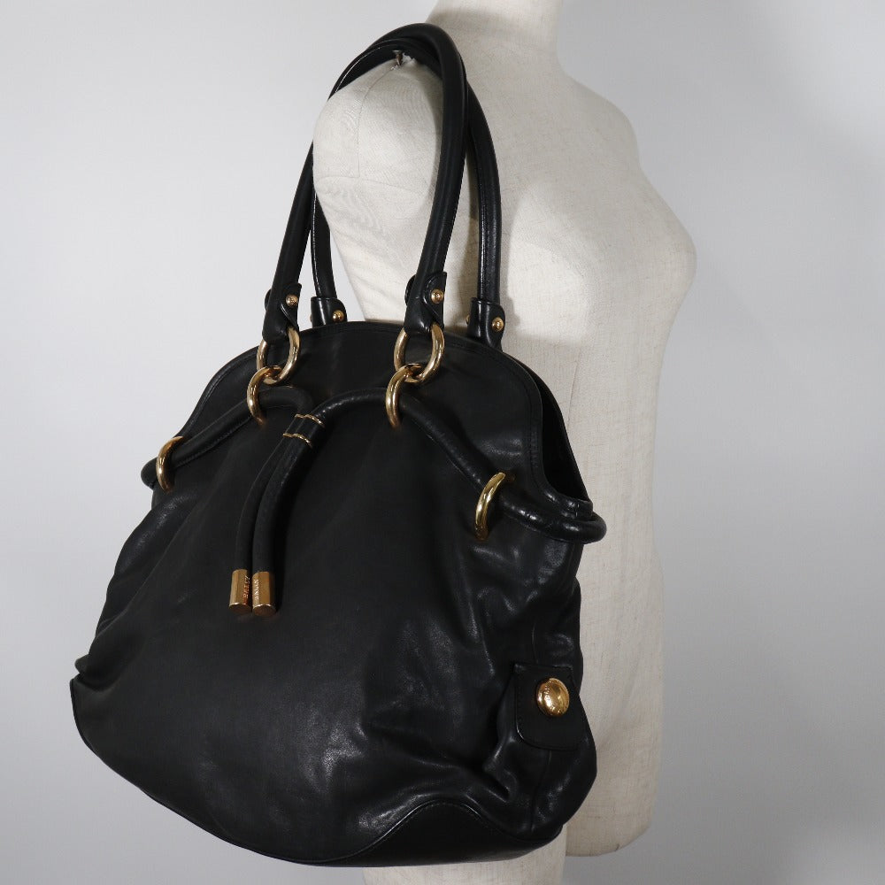 BALLY Shoulder Bag leather black Women Used Authentic