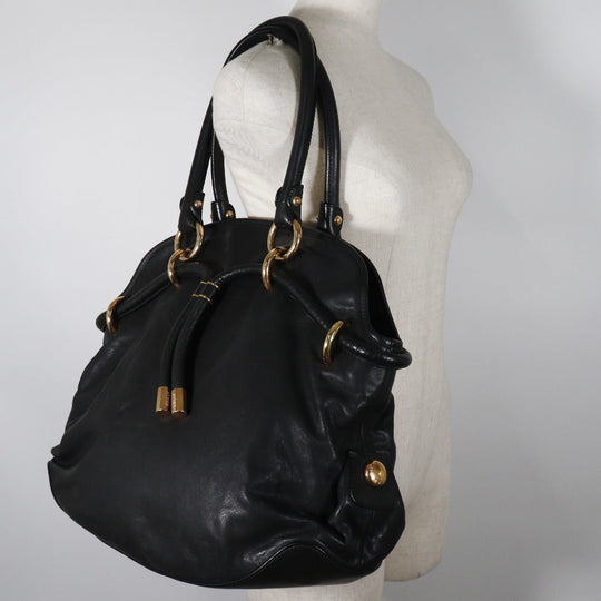 BALLY Shoulder Bag leather black Women Used Authentic