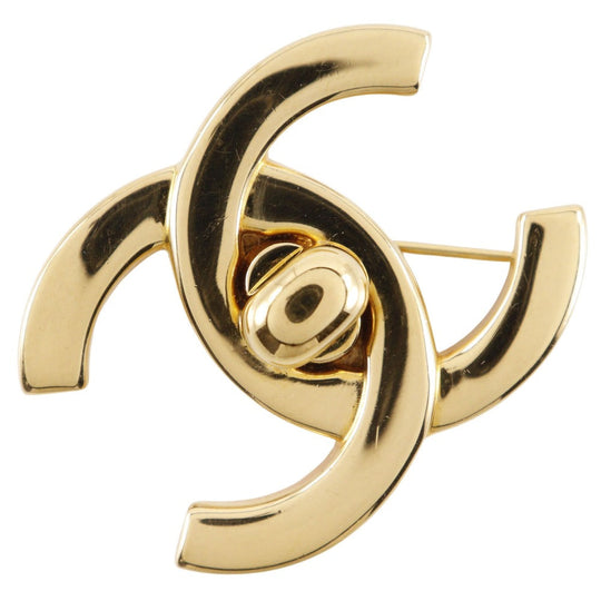 CHANEL Brooch Plated Gold gold Turn lock COCO Mark Women Used Authentic