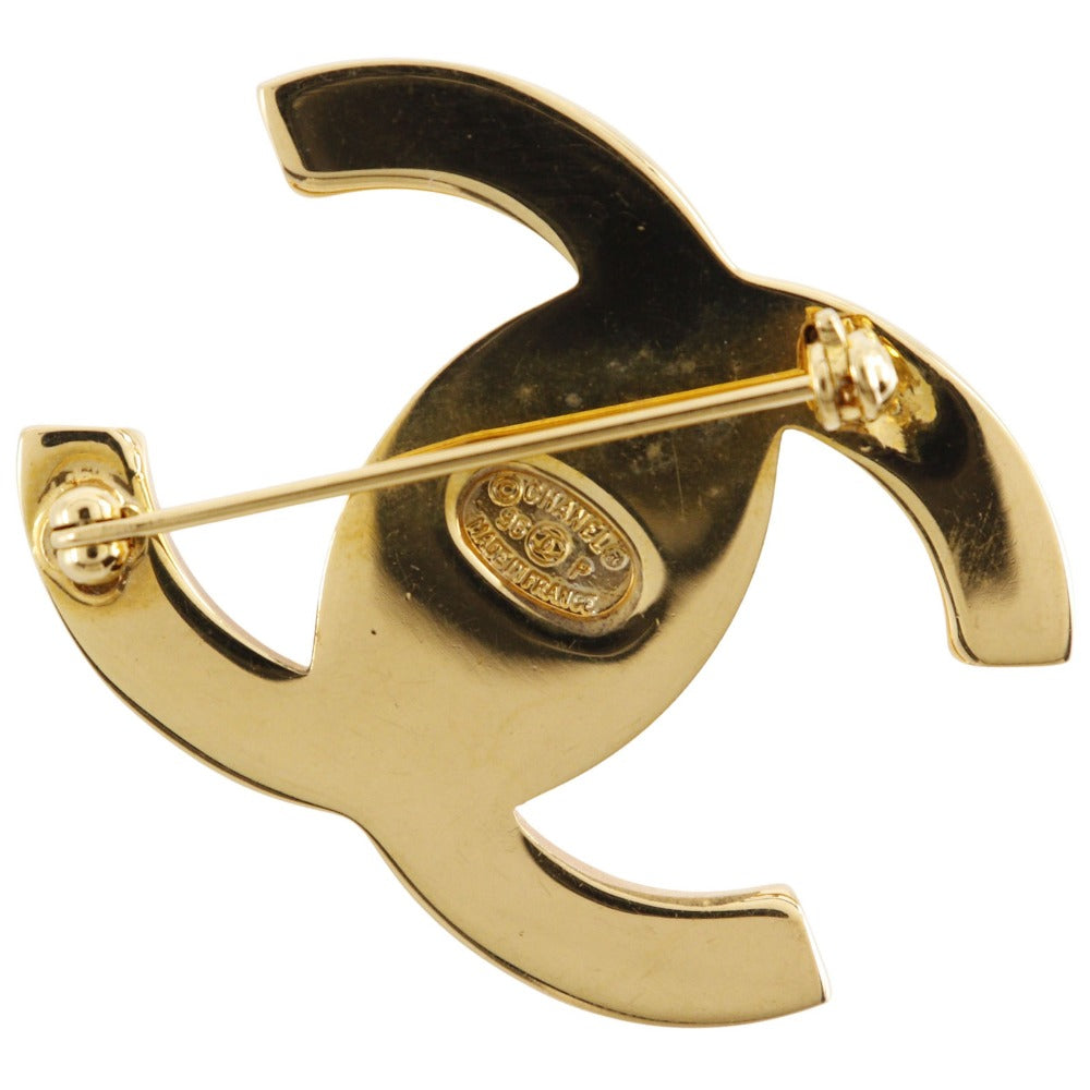 CHANEL Brooch Plated Gold gold Turn lock COCO Mark Women Used Authentic