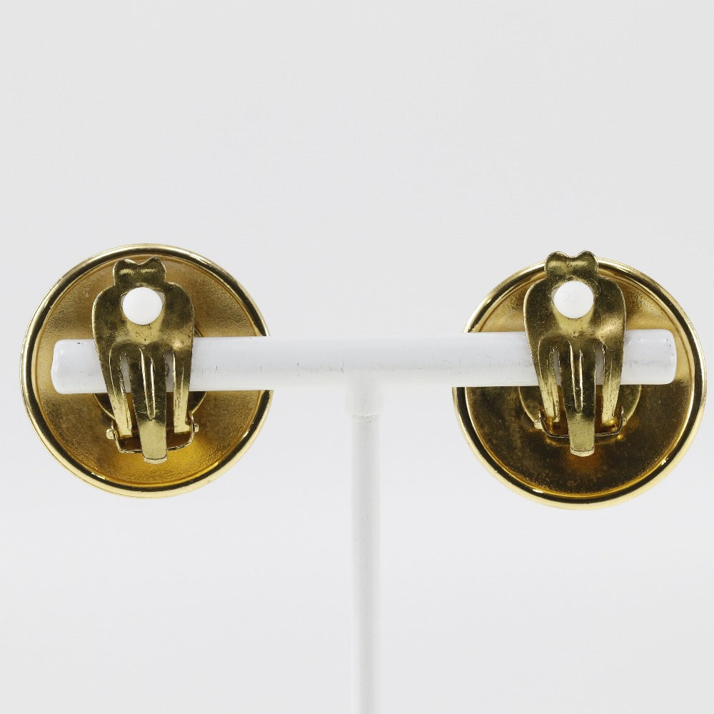 HERMES Earring Plated Gold gold Horn Women Used Authentic