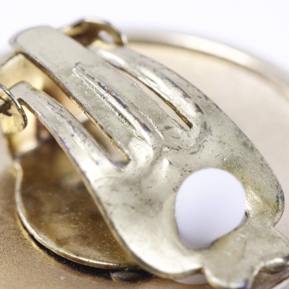 HERMES Earring Plated Gold gold Horn Women Used Authentic
