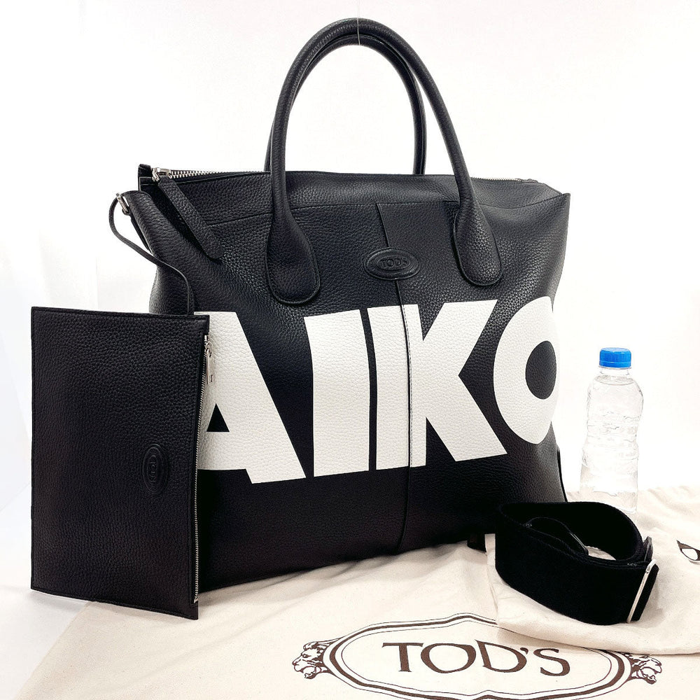 TOD’S Tote Bag leather black Travel bag Duffle bag DI BAG WEEKEND