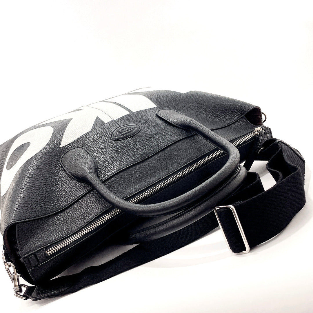 TOD'S Tote Bag leather black Travel bag Duffle bag DI BAG WEEKEND Women Used Authentic