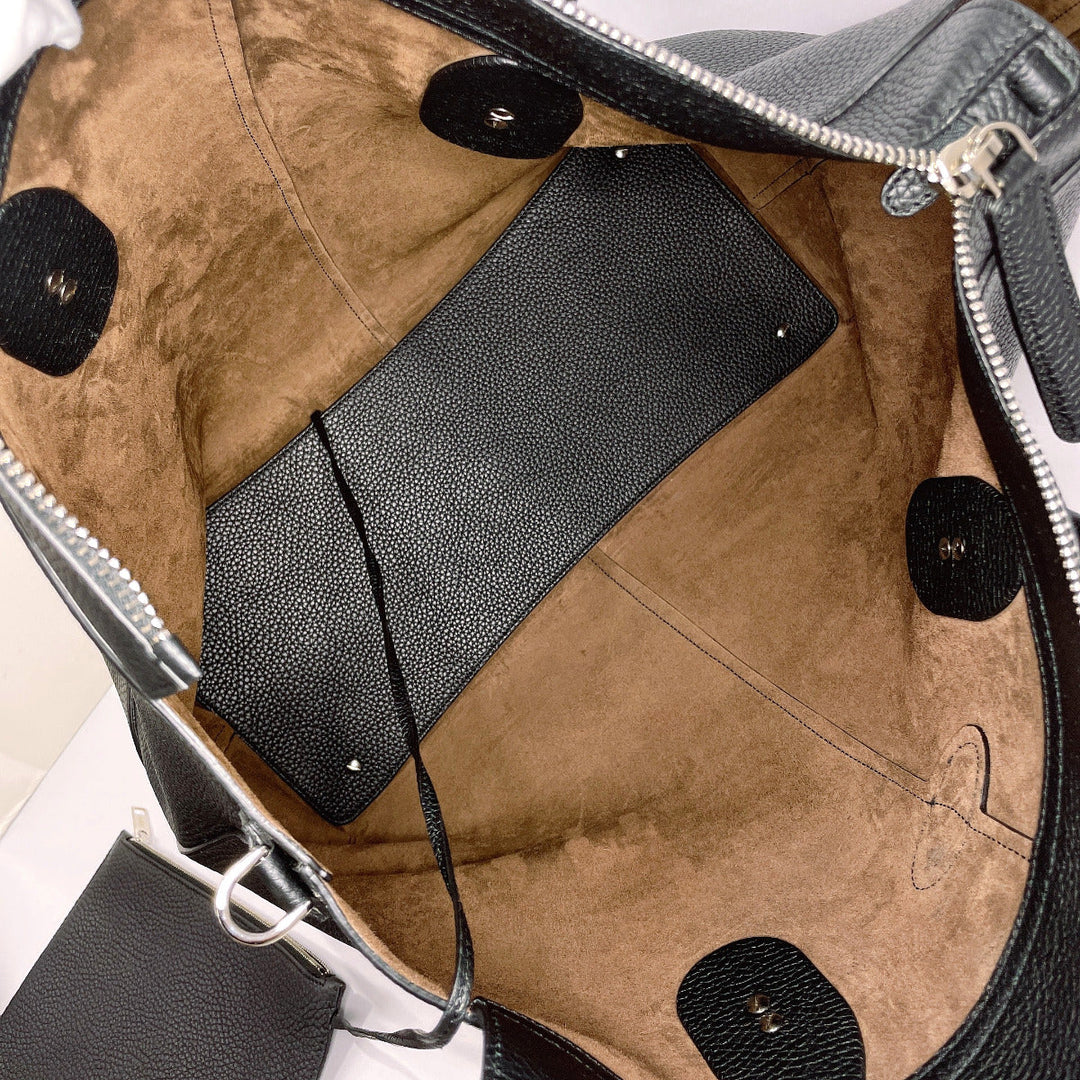 TOD'S Tote Bag leather black Travel bag Duffle bag DI BAG WEEKEND Women Used Authentic