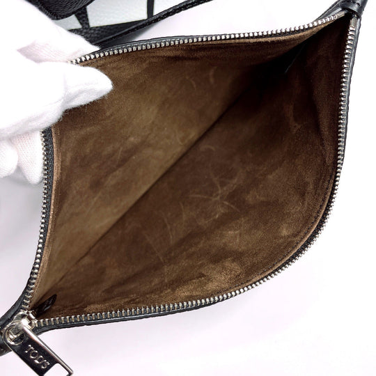 TOD'S Tote Bag leather black Travel bag Duffle bag DI BAG WEEKEND Women Used Authentic