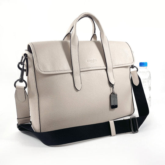 COACH Business bag C9875 leather Ivory 2WAY sullivan portfolio brief mens Used Authentic