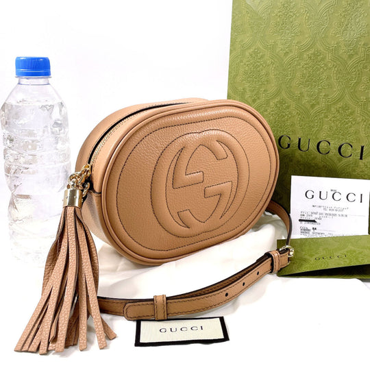 GUCCI Shoulder Bag 747779 leather beige Soho