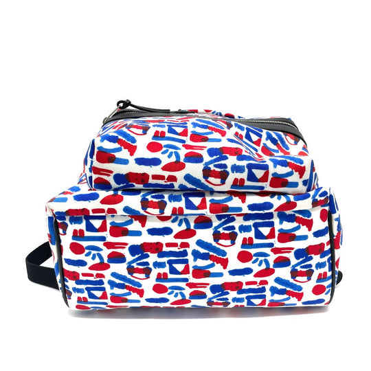 SAINT LAURENT PARIS Backpack 326865 Leather / canvas White / red / blue Multi total pattern Backpack mens Used Authentic