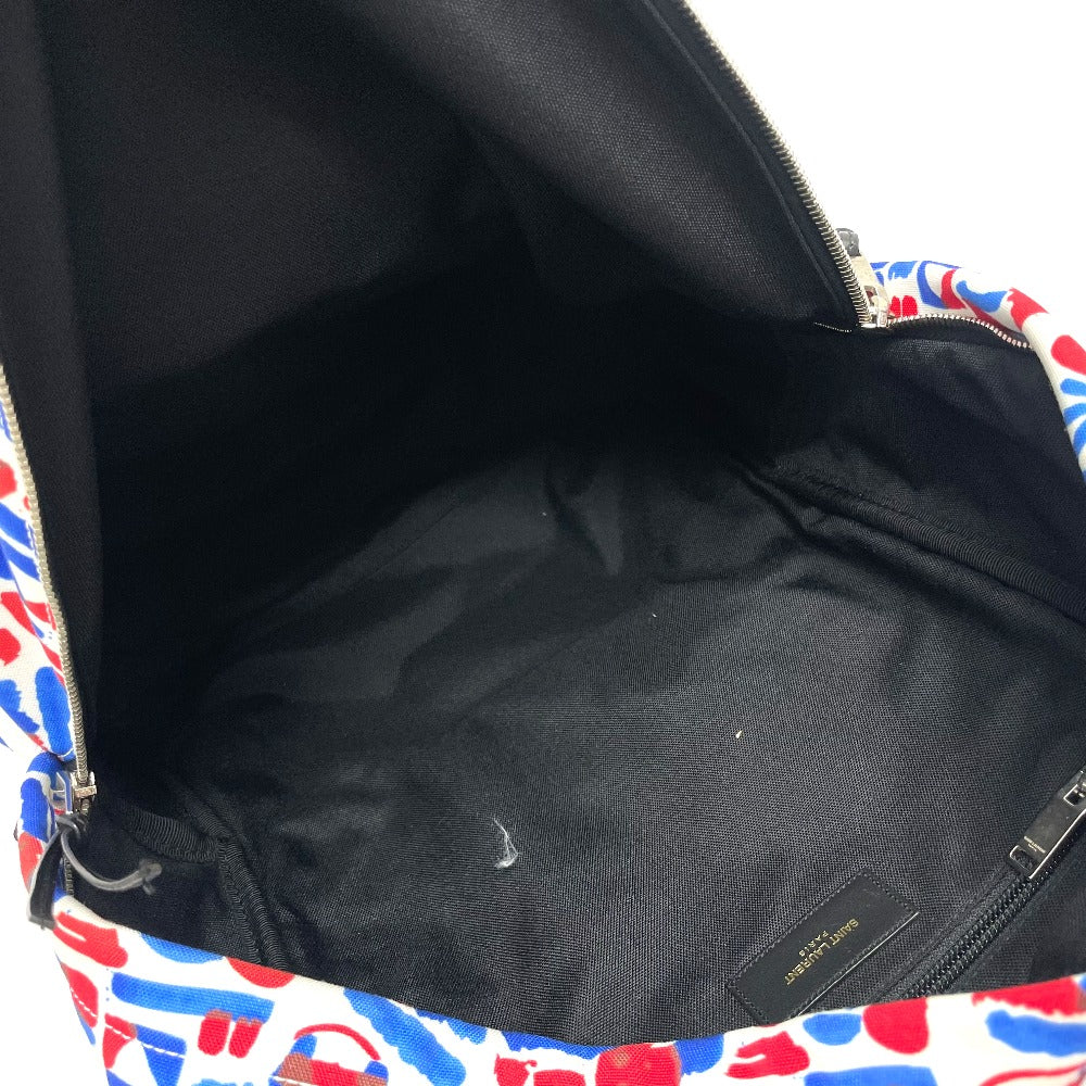 SAINT LAURENT PARIS Backpack 326865 Leather / canvas White / red / blue Multi total pattern Backpack mens Used Authentic