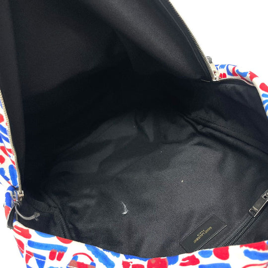 SAINT LAURENT PARIS Backpack 326865 Leather / canvas White / red / blue Multi total pattern Backpack mens Used Authentic