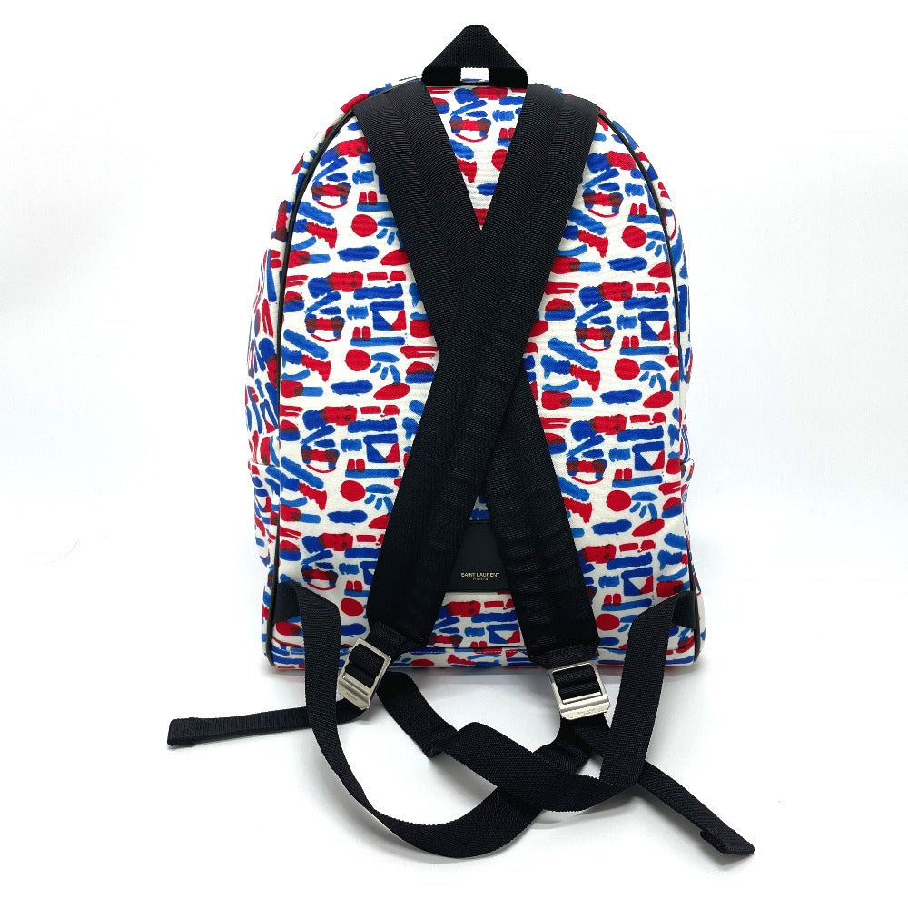 SAINT LAURENT PARIS Backpack 326865 Leather / canvas White / red / blue Multi total pattern Backpack mens Used Authentic